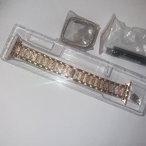 Rose Gold Bling Rhinestone Apple iWatch Band + Case
